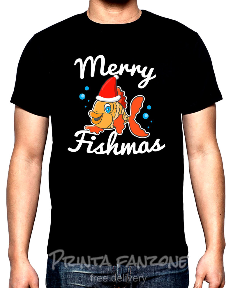 T-SHIRTS Merry fishmas, men's  t-shirt, 100% cotton, S to 5XL